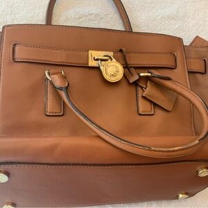 Michael Kors Tan Leather Satchel with Gold Accents sku 2653